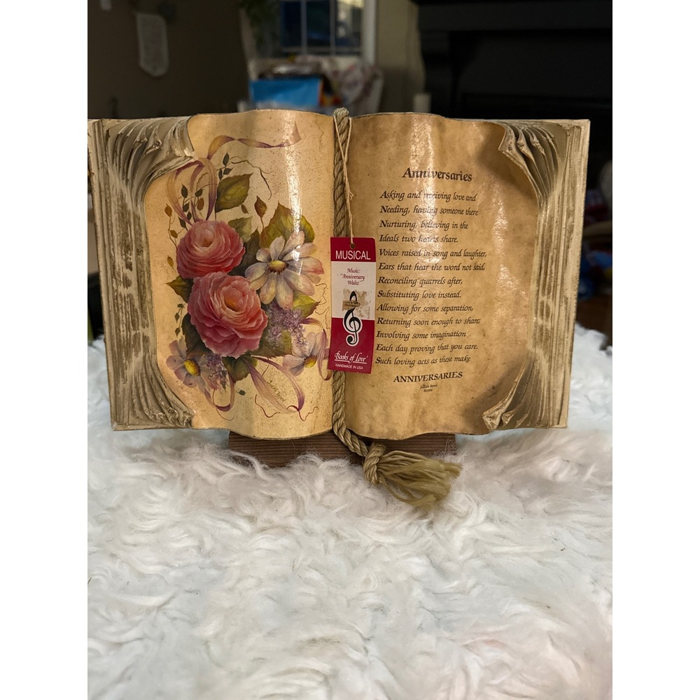 Books of Love Anniversary Musical Book Sculpture Judith Bond Floral Decor Stand